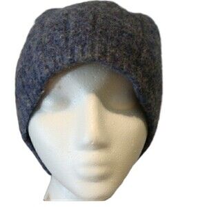 Blue Heathered Beanie Hat Wool